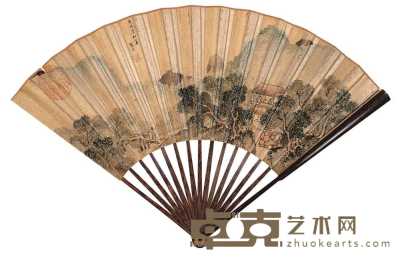 张宏 1610年作 山水 成扇 15.5×40.5cm